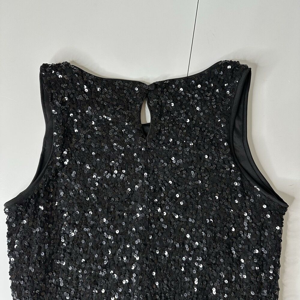 Rue 21 Black Sequin Mini Dress Lined LBD Cocktail Party Glam Event HOCO Sz L - Picture 9 of 14